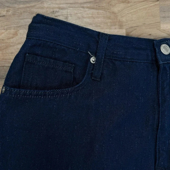 NWOT Free People We the Free Jeans Wide Leg High Waist 31 Dark Denim Linen Blend - Picture 6 of 10